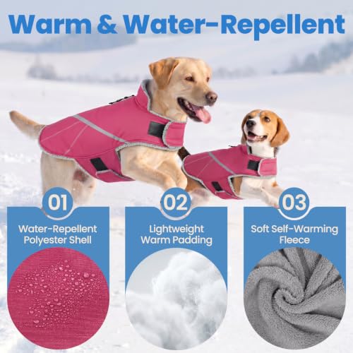 VIVAGLORY Dog Jacket Warm Snowrap Dog Winter Coat Vest, XS, Fuchsia - color: Fuchsia, size: XS(Chest: 15-18'')