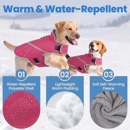 VIVAGLORY Dog Jacket Warm Snowrap Dog Winter Coat Vest, XS, Fuchsia - color: Fuchsia, size: XS(Chest: 15-18'')