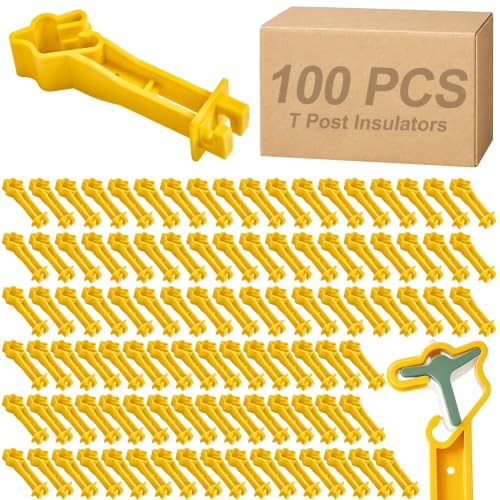 100 Pcs Reversed Extender Insulator Snap Fit T Post Extender Insulators Fit for Electric Fence Wire Clips for Yard, Agricultural Ranch & Farm Fence, Yellow - color: Yellow, size: 100 PCS