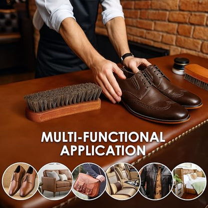 TAKAVU Shoe Brush 100% Genuine Horse Hair, Won't Scratch Leather (2pcs) - size: 2pcs