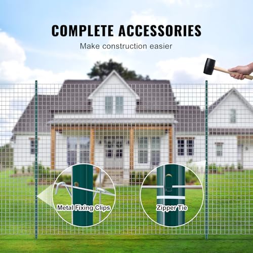 VEVOR Fence Post 7 ft 10 Pack U-Channel Metal Fence Stakes Green - size: 7 Feet 10 Pack
