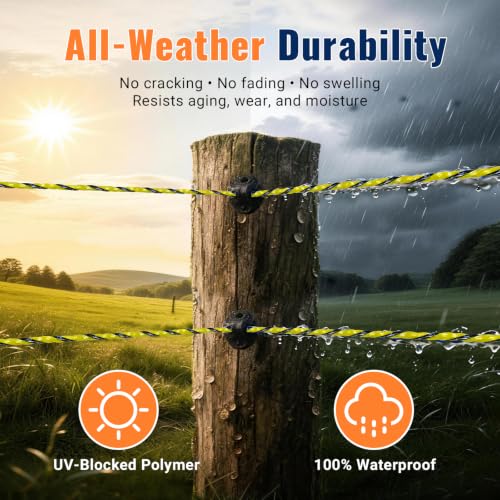 Upgraded Electric Fence Wire 656FT, 1/8" Electric Fence Polywire for Portable Livestock Fencing,6 Stainless Steel Strands for Reliable Conductivity and Corrosion Resistant - size: 656FT