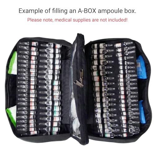 156-Slot Ampoule Case 1-10ml Medical Storage Organizer 12.6" EMT Bag Black | Padded Case Protects Fragile Vials During Transport; Clamshell Design Opens Flat for Quick Inventory and Easy Access