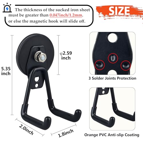 ULIBERMAGNET Heavy Duty Magnetic Garage Hooks,4 Pack Strong Large Magnet Hook for Power Drill,Garden Tools,Hose,Pegboard,Garage, Workshop,Magnetic Storage Hooks for Indoor Outdoor Hanging(Black) - style: 2.59INCH 4PACK Black Medium Hooks