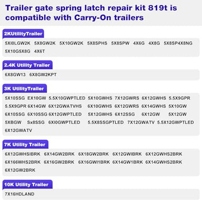 Trailer Gate Spring Latch Kit 819T for Carry-On Utility Trailers