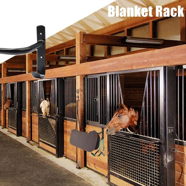 4Pcs Blanket Rack with Tack Rack,Wall Mounted Blanket Bar for Hanging Horse Blankets Pads Saddle Blankets,33.8 Inch