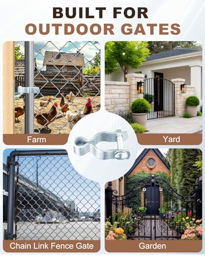 Gate Frame Hinges Fit 1-3/8" OD, Galvanized Chain Link Fence Gate Hinges | Fits 5/8" Pin Hole Heavy Duty Fence Gate Hinges for chain link fence gates, driveway gates, farm gates, other outdoor gate - size: 1-3/8inch