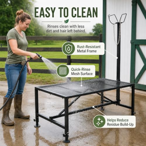 Farm Adjustable Sheep Goat Fitting Stand 47" x 23" Heavy Duty Steel Livestock Care Table for Shearing Trimming Milking