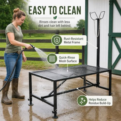 Farm Adjustable Sheep Goat Fitting Stand 47" x 23" Heavy Duty Steel Livestock Care Table for Shearing Trimming Milking