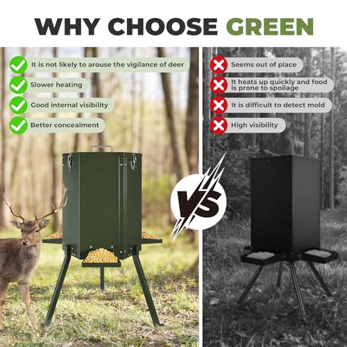 Metal Deer Feeder, Gravity Deer Feeder with Locking Lid