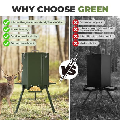 Metal Deer Feeder, Gravity Deer Feeder with Locking Lid