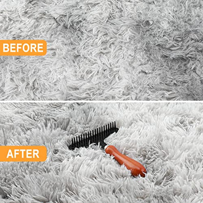 Hand Held Carpet Rake Sheepskin Wool Brush Carding Fur Restore Carpets Softness and Texture Let Rugs to New Looking