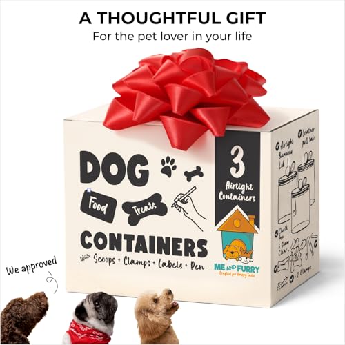 Dog Treat Container Airtight & Dog Treat Jar With Lid: Pet Food Storage | Create a tidy, modern pet feeding zone, Clear acrylic shows food levels instantly, Protect pet food from going stale.