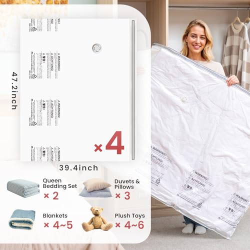 TAILI Vacuum Storage Bags 4 Pack, XXL Jumbo Size 47x39 Inch, Cream - size: 4 XXL