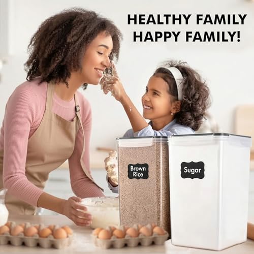 WHITE FEATHER SUPPLIES 2 PC [7 Qt / 6.5L / 220 Oz] Large Food Storage Containers with Lids Airtight - BPA Free Clear Plastic Kitchen and Pantry Storage Containers for Cereal, Flour, Sugar, Rice - color: Black - 2 Pack