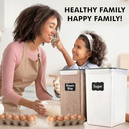WHITE FEATHER SUPPLIES 2 PC [7 Qt / 6.5L / 220 Oz] Large Food Storage Containers with Lids Airtight - BPA Free Clear Plastic Kitchen and Pantry Storage Containers for Cereal, Flour, Sugar, Rice - color: Black - 2 Pack