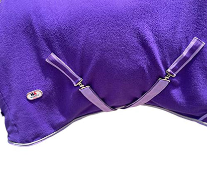 Majestic Ally Anti Pill Fleece Horse Blanket /Sheet with Silver Braided Rope (Purple, 74) - color: Purple, size: 74