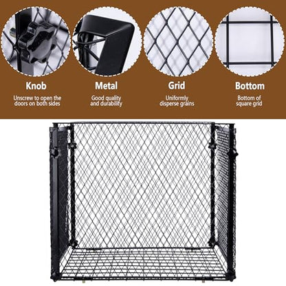Deer Feeder Varmint Guard, 14.5” x 12.5” Square Varmint Cage for Feeders | All-Metal Deer Feeder Cage, Protective Cages for Feeder Keeping Wildlife Away Outdoor Hunting (Square) - color: Square