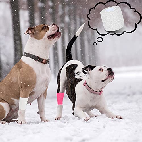 8 Pack 2 in x 5 Yards Self Adhesive Bandage Wrap Elastic Cohesive Self Adherent Bandage Self Stick Vet Tape for Athletic, Wrist, Ankle, Knees, Pets (White) - color: White, size: 2 Inch