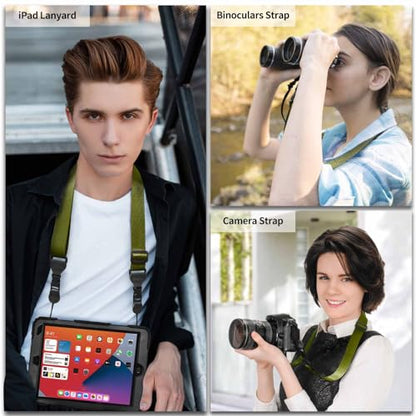 FIEIL Nylon iPad Strap, Adjustable Camera Neck Strap, Comfortable Shoulder Strap for iPad, Cellphone Tablet, Camera, Laptop, Binocular, Luggage Bag (Green Universal Neck Lanyard) - color: Green