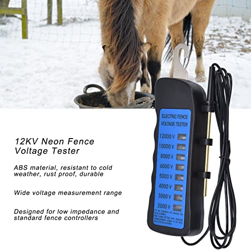 12KV Neon Fence Voltage Tester, 8 Neon Indicator Lights Electric Fence Tester Fault Finder Farming Equipment Portable Testing Tool, 2000-12000V