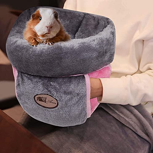YUEPET Guinea Pig Bed, Warm Fleece Slipper-Shaped Cuddle Cave, Grey - color: Grey, size: 1PCS