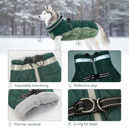 Lelepet Dog Coat for Small Dogs Waterproof Dog Jacket with Harness Built in - color: Teal Green, size: X-Small