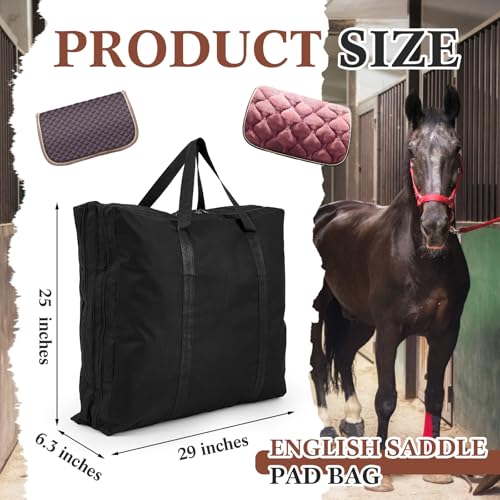 English Saddle Pad Bag Oxford Cloth Multiple Compartments Horse Saddle Pads Convenient Western Storage for Horses Grommets Multi Carrier for Equestrian Air Circulation