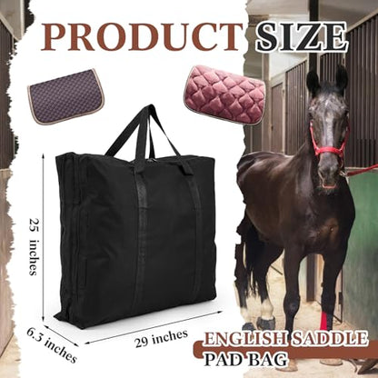 English Saddle Pad Bag Oxford Cloth Multiple Compartments Horse Saddle Pads Convenient Western Storage for Horses Grommets Multi Carrier for Equestrian Air Circulation