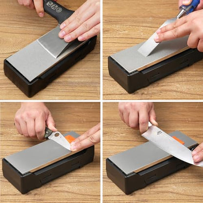 SHARPAL 163N Double-sided Diamond Sharpening Stone, 8 in. x 3 in. - size: 8 in. x 3 in. / 220&600 Grit