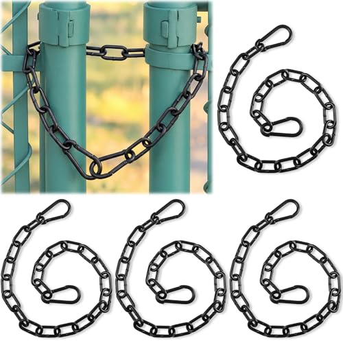 6 Pack Gate Chain Lock,Stainless Steel Link Chains with Both-Ended Carabiner, Heavy Duty Adjustable Barn Chain for Livestock Gate, Outdoor Fence, Pet Cage, Garden Yard Farm (20inch,Black) - color: Black, size: 20inch