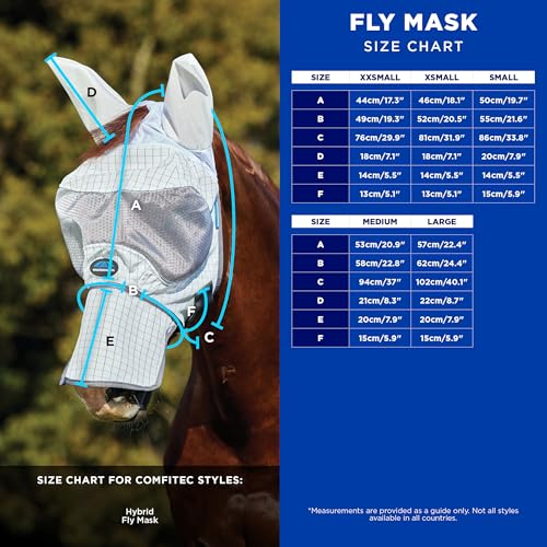 WeatherBeeta Hybrid Fly Mask, White/Charcoal, Medium - size: M