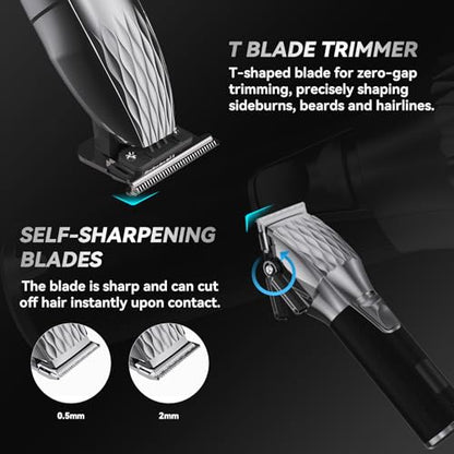 Professional Cordless Hair Clippers for Men & Trimmer Set, 240Min Runtime with LED Display, Quiet Haircut Kit for Men/Women/Kids w/6 Guide Combs, Barber Scissors, Cleaning Brush