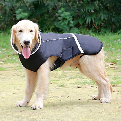 QBLEEV Warm Dog Coat, Reflective Dog Jacket, Waterproof Dogs Winter Coat - color: Black, size: Medium