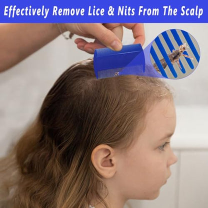 Lice Comb, 7 Pcs Flea Comb, Hair Double Sided Fine Tooth Combs, Removal Dandruff,Plastic Louse Combs and Lice Brush for Head Lice Treatment