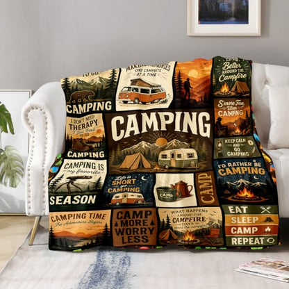 Aimego Camping Blanket 50" x 60" Flannel RV Campfire Gift - color: Camping Blanket, size: 50"x60"