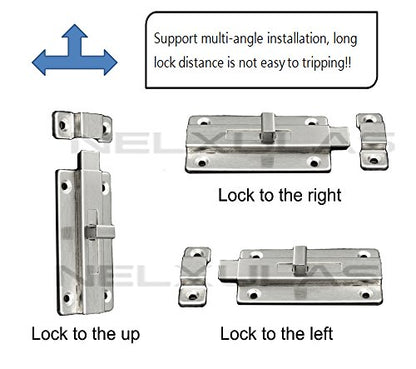 Stainless Steel Door Latch Sliding Lock Barrel Bolt (4-1/5") - style: 4-1/5"