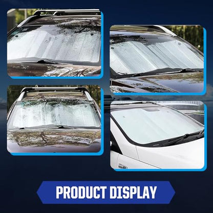 2025 Windshield Sunshade, Front Window Foldable Shield, Front Windshield Sunscreen Heat Shield, Auto Sun Visor Heat Protection, UV Rays Blocker (55 x 27.5 Inch)