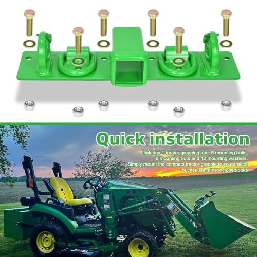 Tractor Bucket Grab Hooks 2” Receiver D Rings with Self-Locking Function