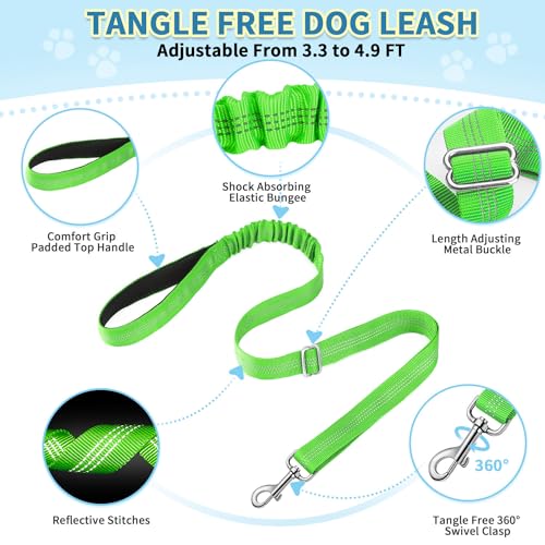 SlowTon No Pull Small Dog Harness and Leash Set with Front Clip | Soft Padded, Neck & Chest Adjustable, Lightweight, Anti-Twist, Puppy Vest Harness Pet Lead Combo for Small Medium Dog, G S - color: Green, size: Small