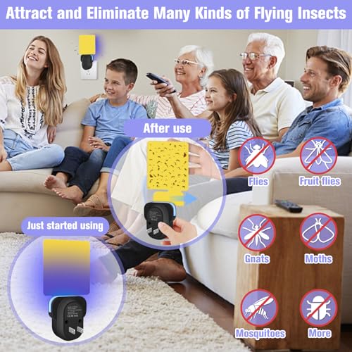 Flying Insect Trap Plug-in, Indoor Mosquito & Gnat Killer - color: black, size: 2 devices + 10 refills