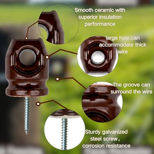 Ceramic Electric Fence Insulators, 20 Pack Heavy Duty Ceramic Insulators
