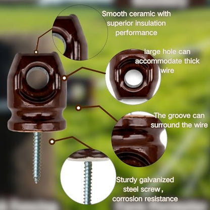 Ceramic Electric Fence Insulators, 20 Pack Heavy Duty Ceramic Insulators