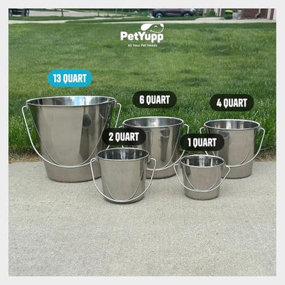 3 Gallon Stainless Steel Bucket - Flat-Side Metal Bucket 13 Quart - size: 13 Quarts