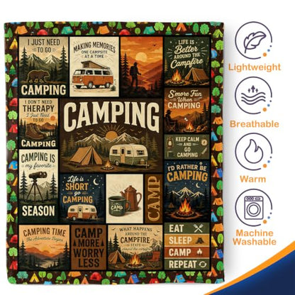 Aimego Camping Blanket 50" x 60" Flannel RV Campfire Gift - color: Camping Blanket, size: 50"x60"