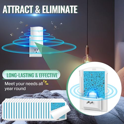 Qualirey 20 Pack Flying Insect Trap Refill, Compatible with osvdo Indoor Plug in Fly Trap for Home, Replacement Glue Cards, Bug Zapper Sticky Pads, Glue Boards Insect Catcher for Fly Mosquito Bug