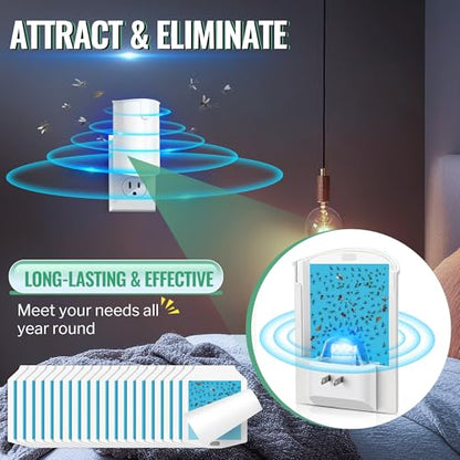 Qualirey 20 Pack Flying Insect Trap Refill, Compatible with osvdo Indoor Plug in Fly Trap for Home, Replacement Glue Cards, Bug Zapper Sticky Pads, Glue Boards Insect Catcher for Fly Mosquito Bug