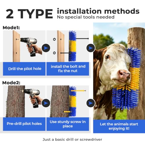 2 Packs Livestock Scratch Brush, Goats Brush Horse Scratching Post - color: Blue