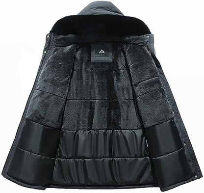 MOERDENG Women's Long Winter Down Coat Thicken Fleece Lined Puffer Jacket | Faux Fur Detachable Hood Parka Warm,Waterproof and Windproof Overcoat - color: Darkgrey, size: XX-Large