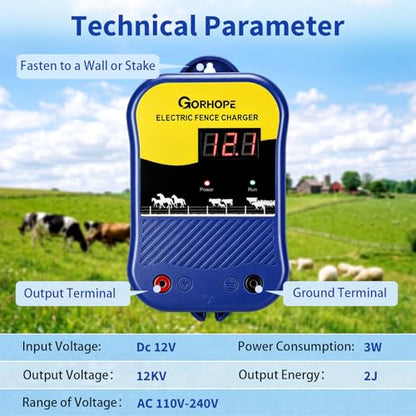 4.5 Miles Electric Fence Charger,3J Electric Fence Energizer for Livestock - size: 4.5 Miles